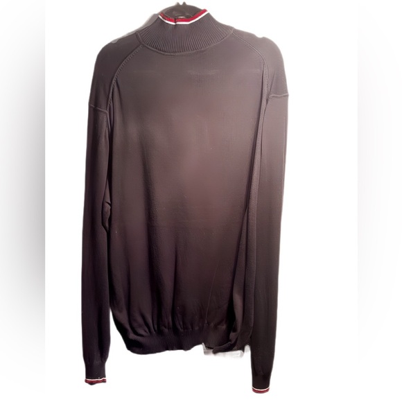 Psycho Bunny black long sleeve mock neck half zipper cotton ribbed sweater 2XL - Picture 3 of 5